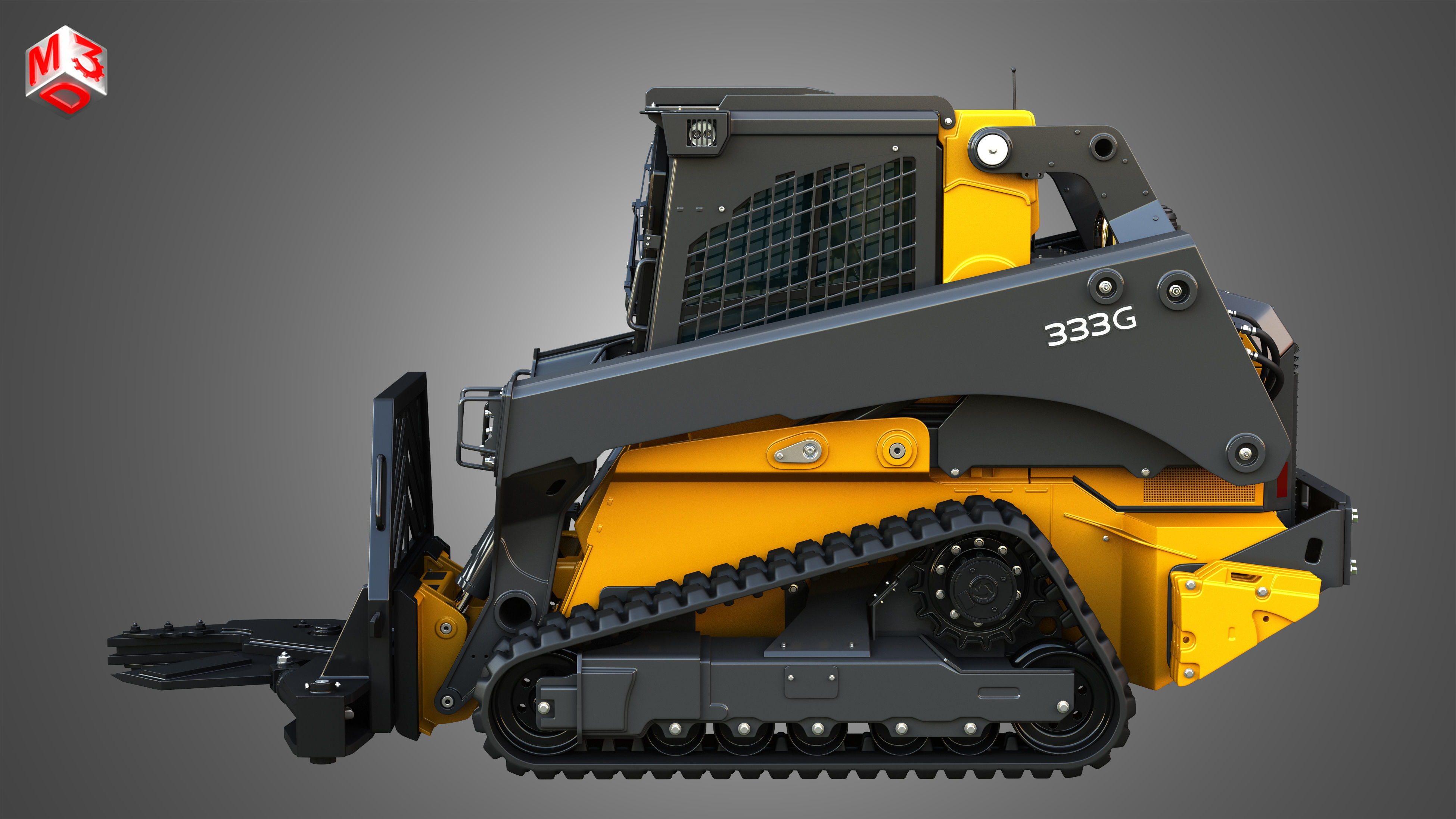 333G Compact Track Loader with Forestry Package - Tree Shear 3D model_5