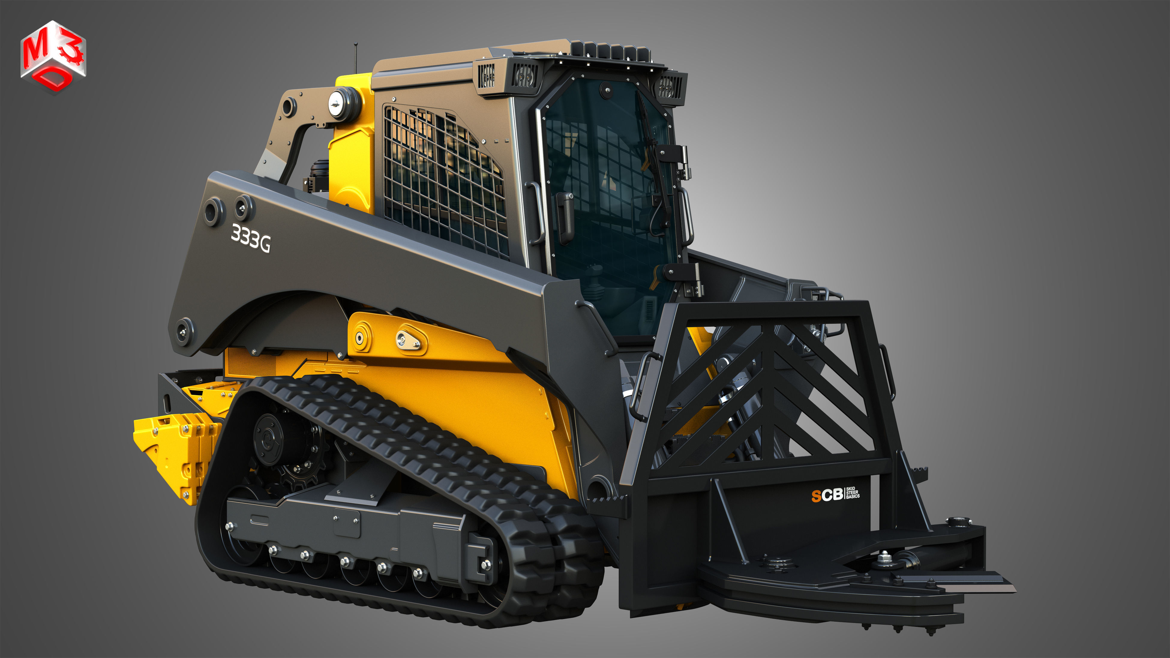 333G Compact Track Loader with Forestry Package - Tree Shear 3D model_3