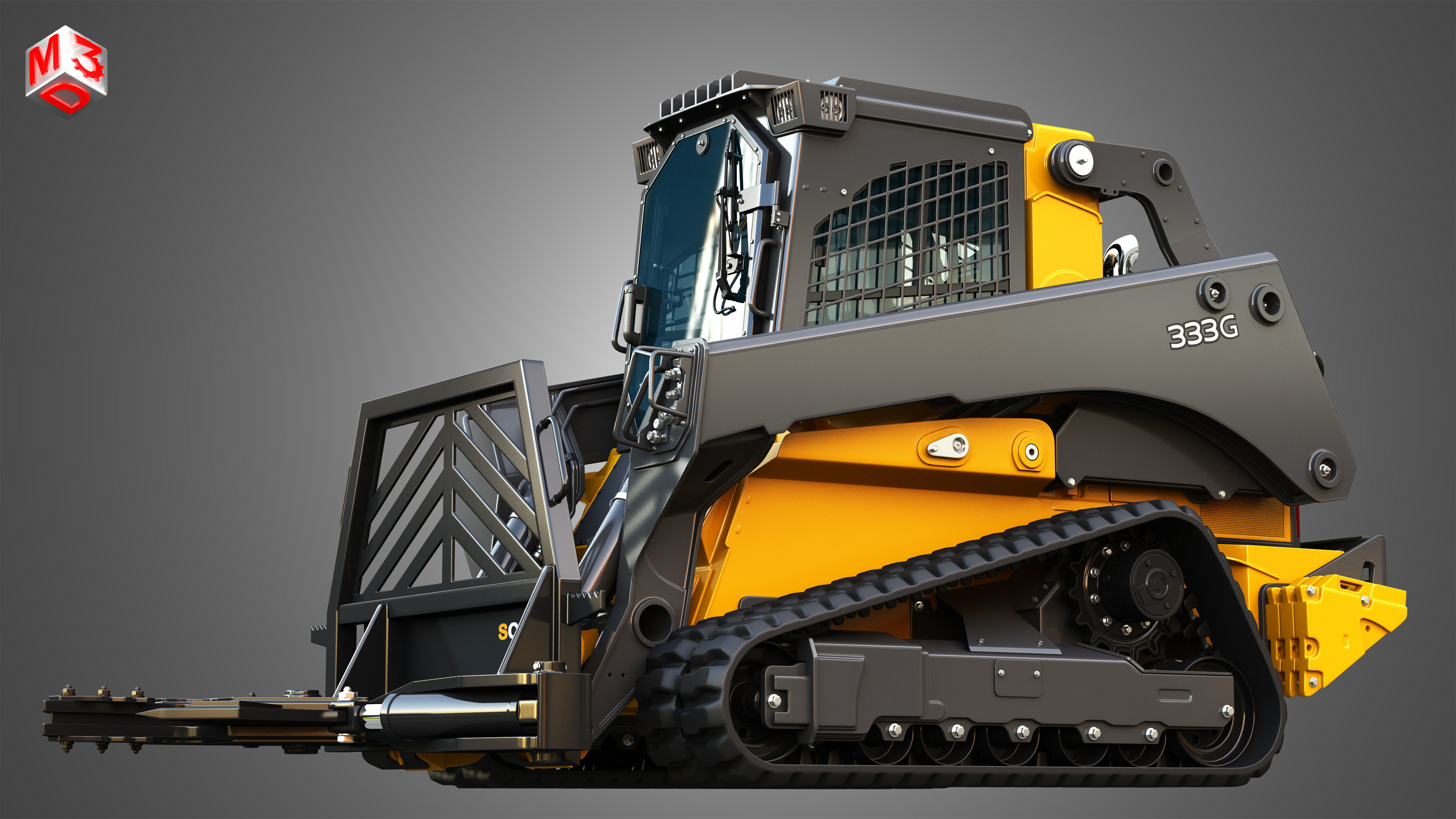 333G Compact Track Loader with Forestry Package - Tree Shear 3D model_7