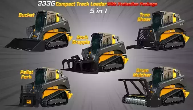 333G Compact Track Loader - 5 in 1 3D Model Collection
