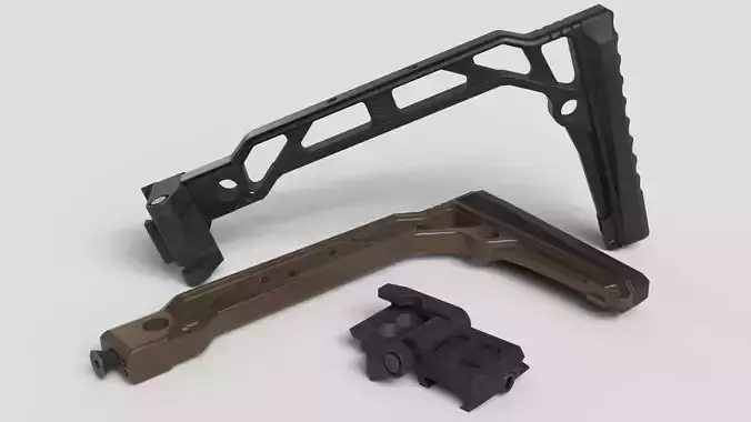 JMAC Customs SS-8RP Picatinny Stock and 1913 Folding Mech Low-poly 3D model