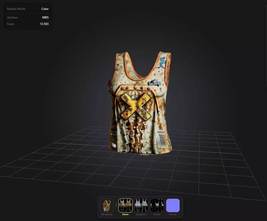 Postapocalyptic Shirt PBR 4K Low-poly 3D model