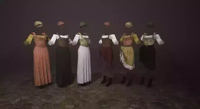 Barmaid clothes- pirate collection  Low-poly 3D model