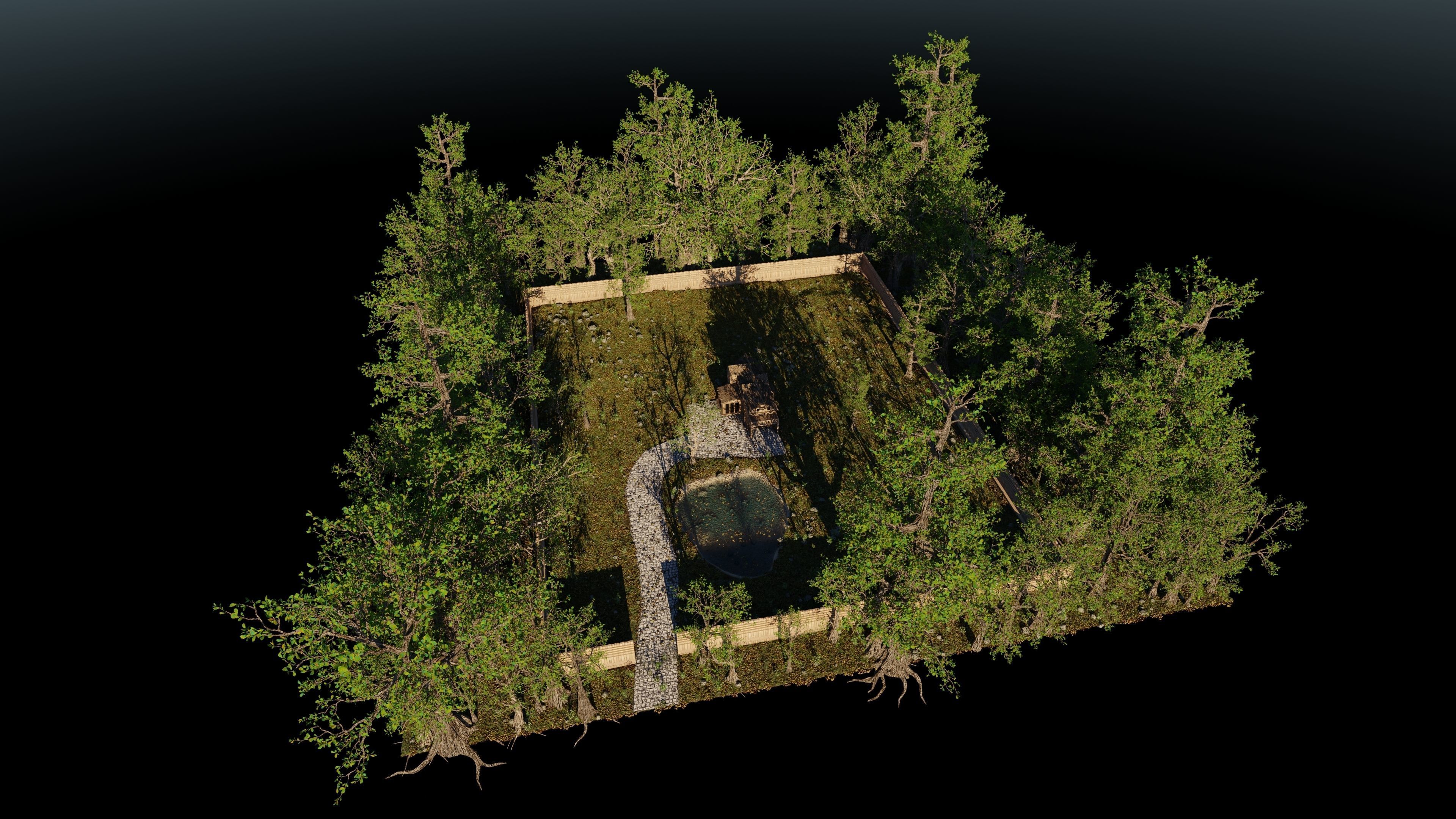 Abandoned Cabin Scene 3D model_12