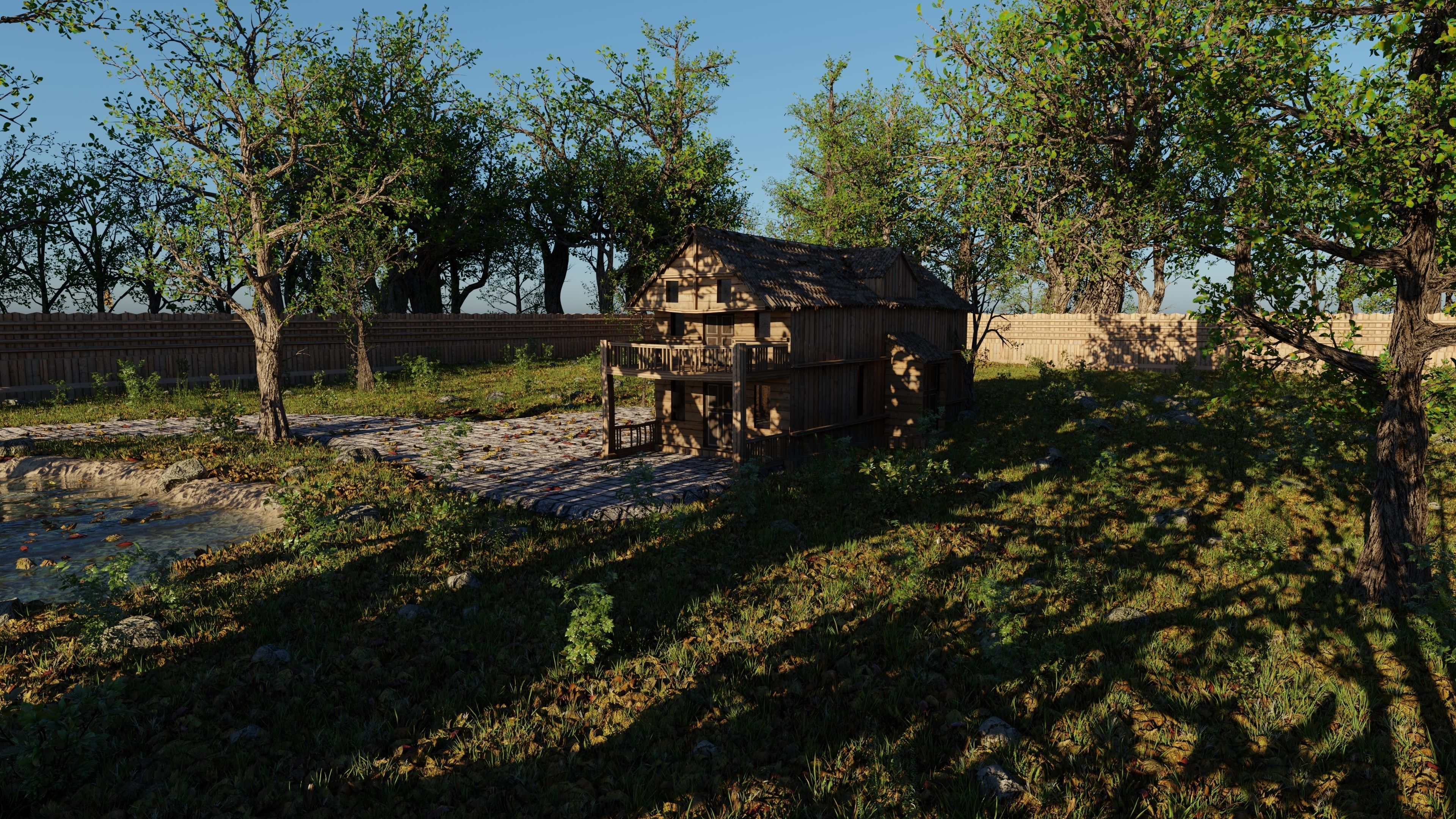 Abandoned Cabin Scene 3D model_6
