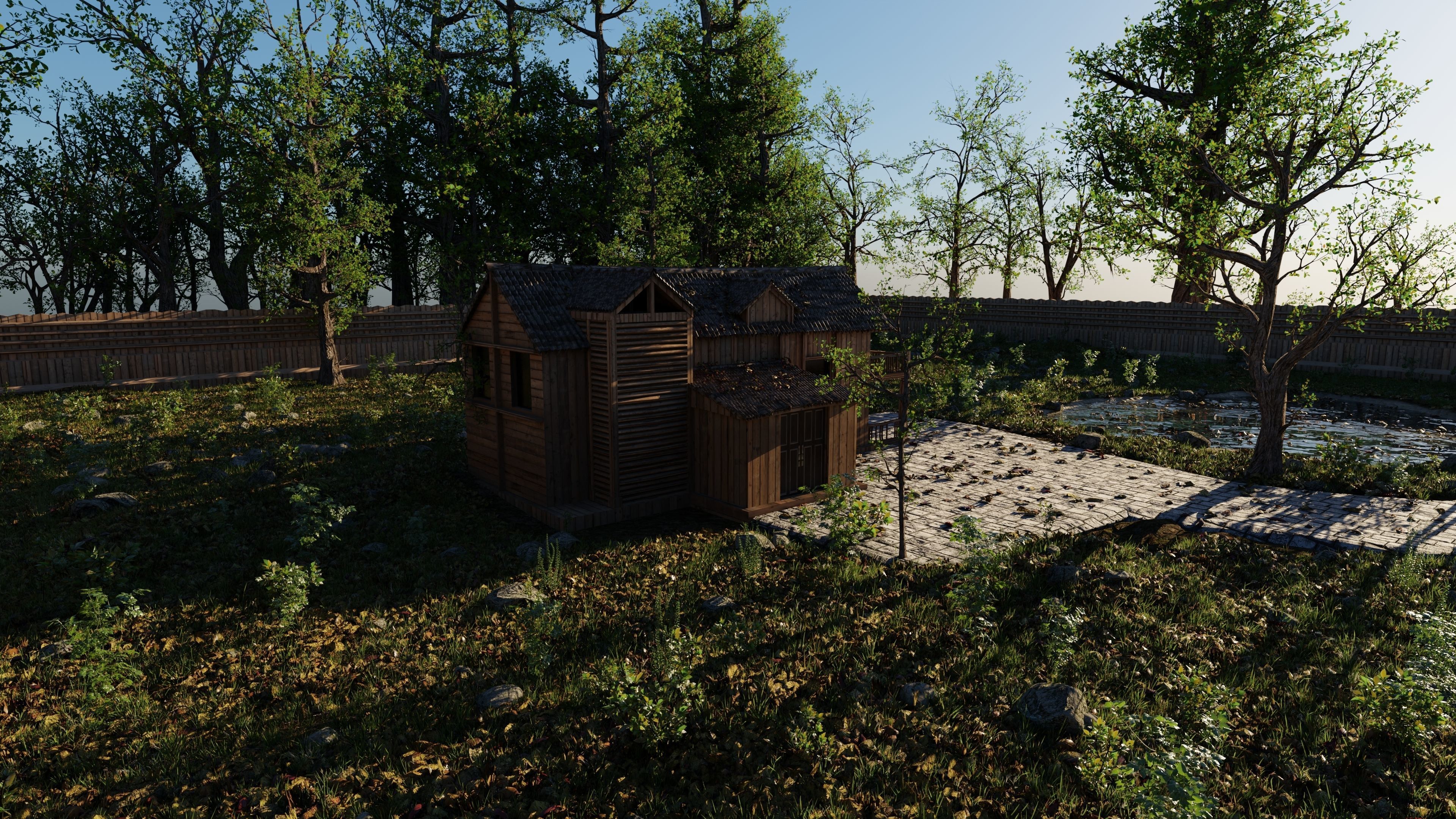 Abandoned Cabin Scene 3D model_4