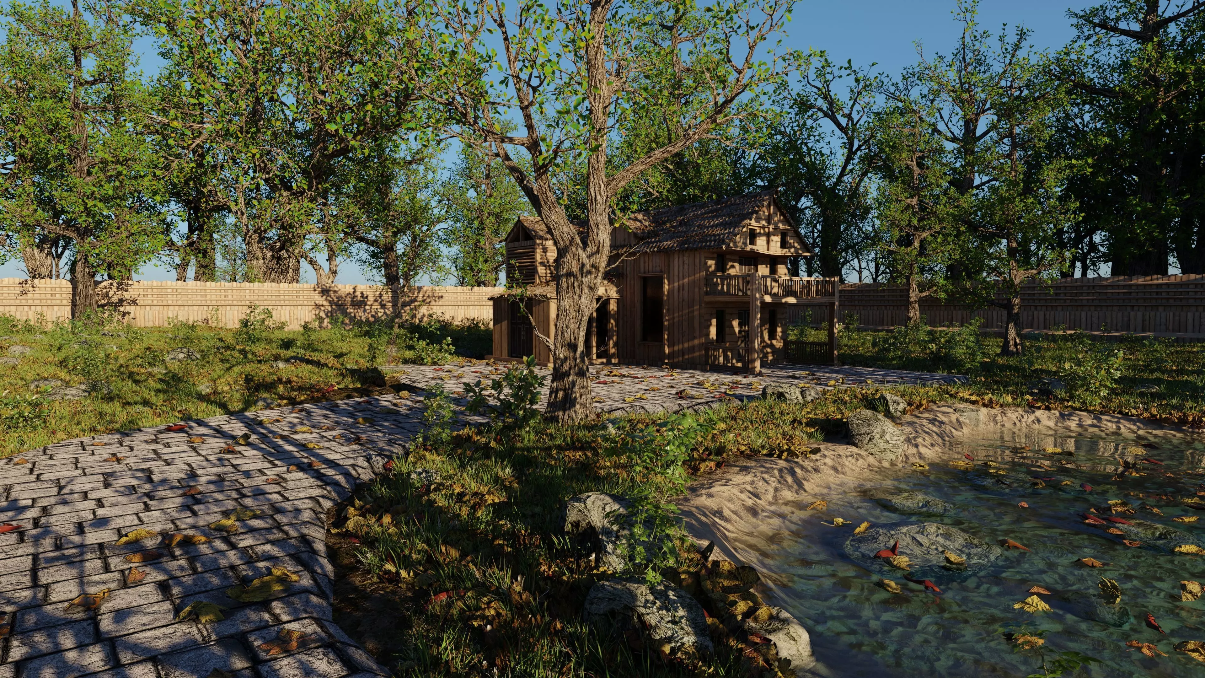 Abandoned Cabin Scene 3D model_0