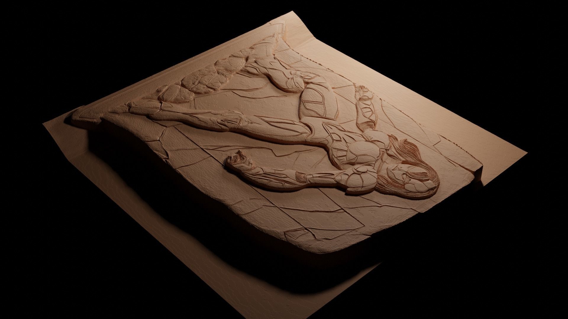 Samus Aran Metroid CNC 3d Print High Relief Sand Casting 3D print model_3