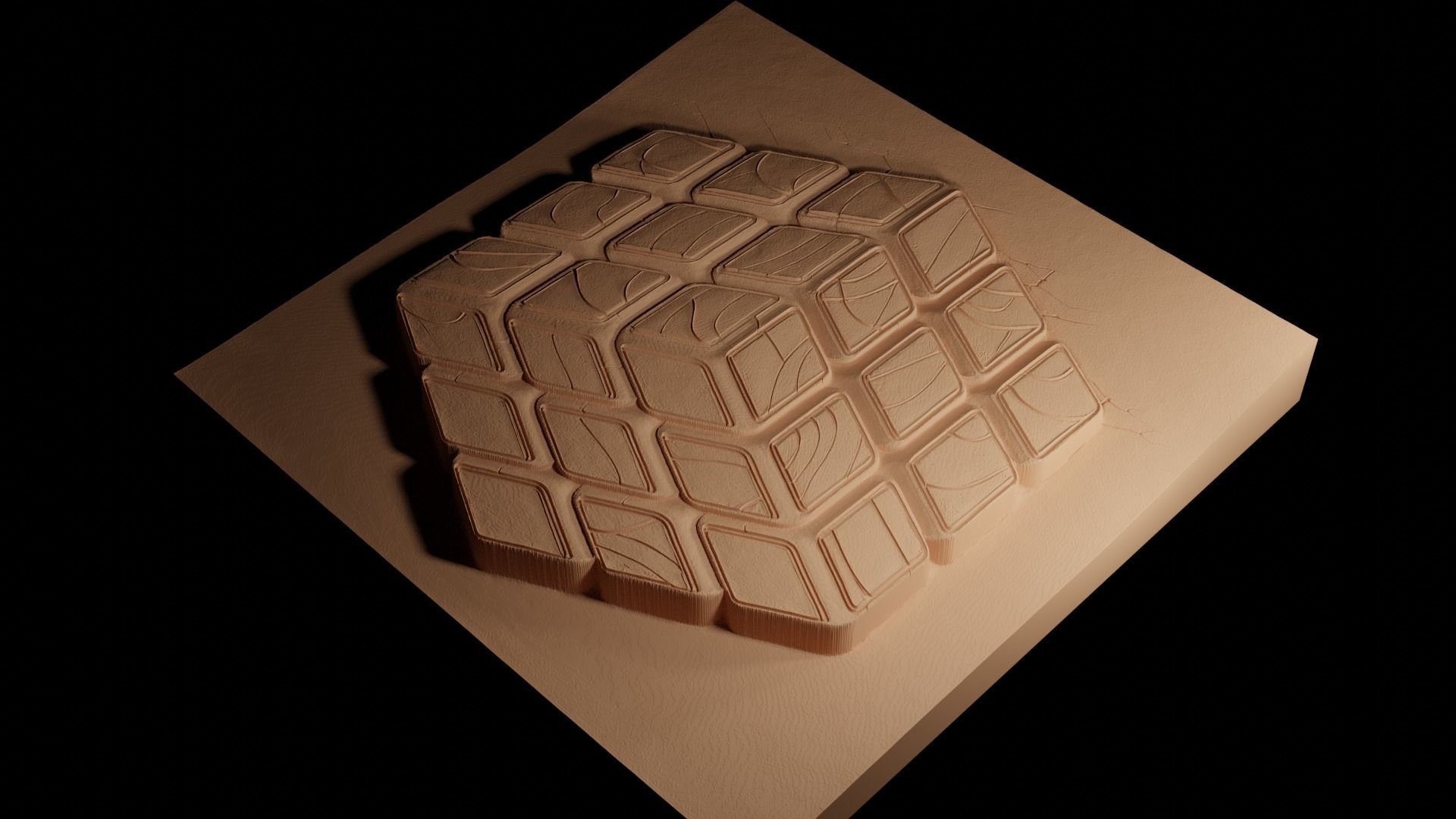 Rubiks Cube CNC 3d Print High Relief Sand Casting 3D print model_4