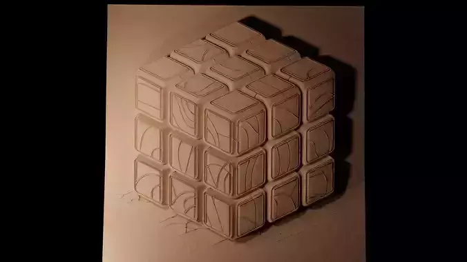 Rubiks Cube CNC 3d Print High Relief Sand Casting 3D print model