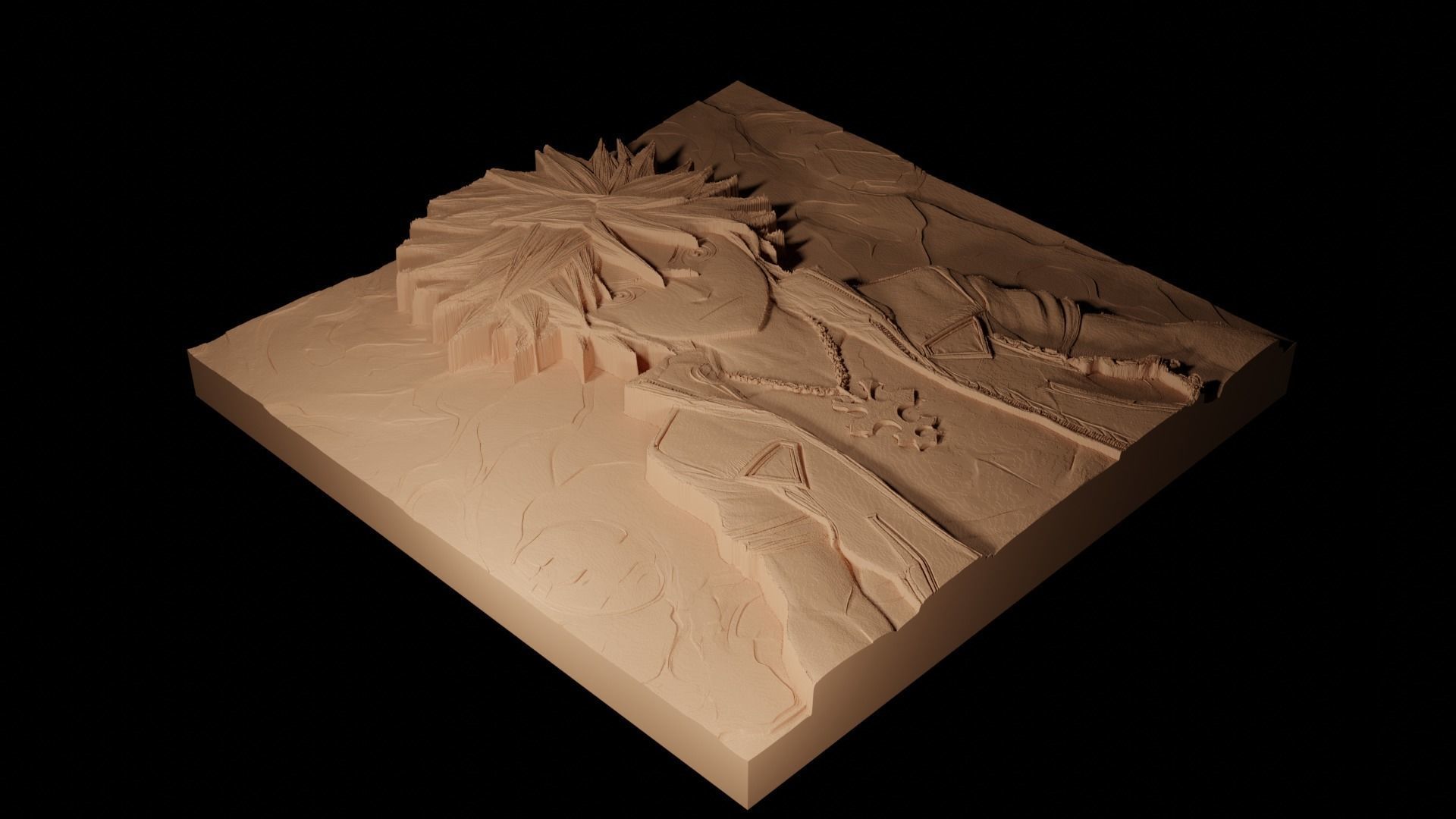 Roxas Kingdom Hearts CNC 3d Print High Relief Sand Casting 3D print model_2