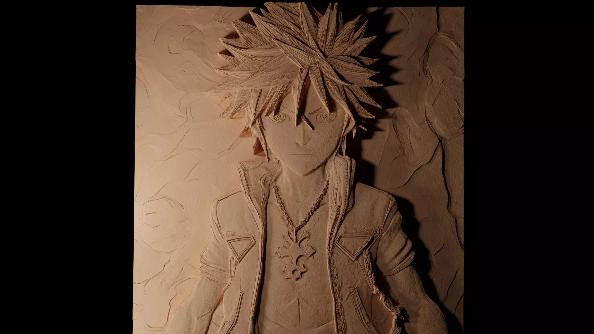 Roxas Kingdom Hearts CNC 3d Print High Relief Sand Casting 3D print model_0
