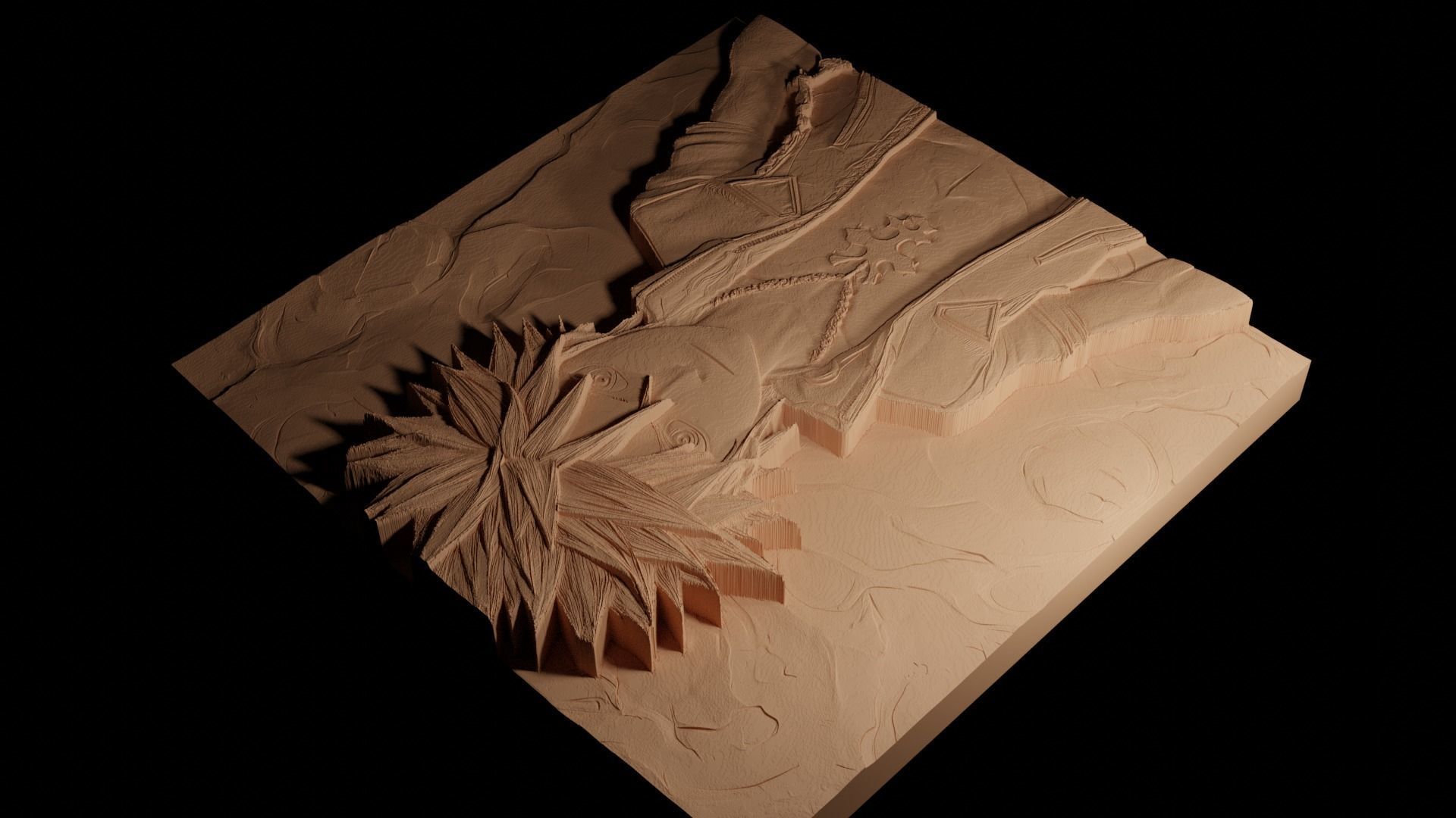 Roxas Kingdom Hearts CNC 3d Print High Relief Sand Casting 3D print model_4