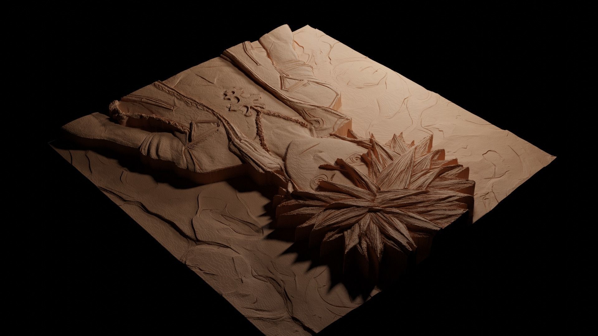 Roxas Kingdom Hearts CNC 3d Print High Relief Sand Casting 3D print model_3