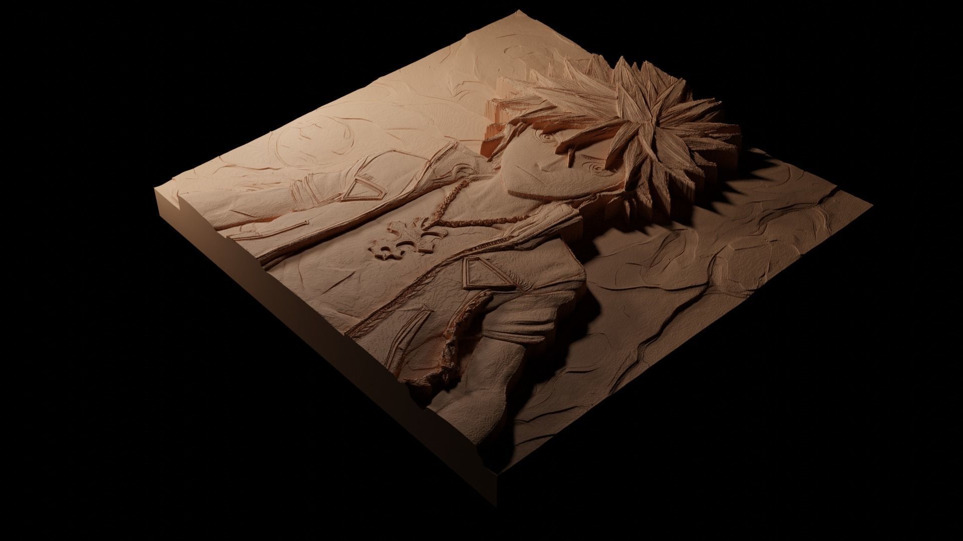 Roxas Kingdom Hearts CNC 3d Print High Relief Sand Casting 3D print model_1