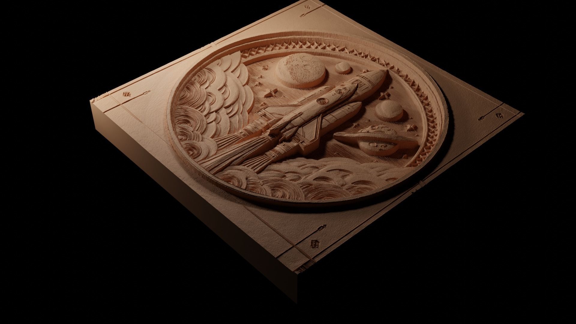 Rocket CNC 3d Print High Relief Sand Casting 3D print model_1