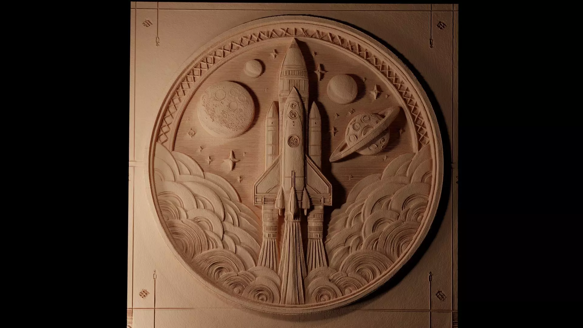 Rocket CNC 3d Print High Relief Sand Casting 3D print model_0