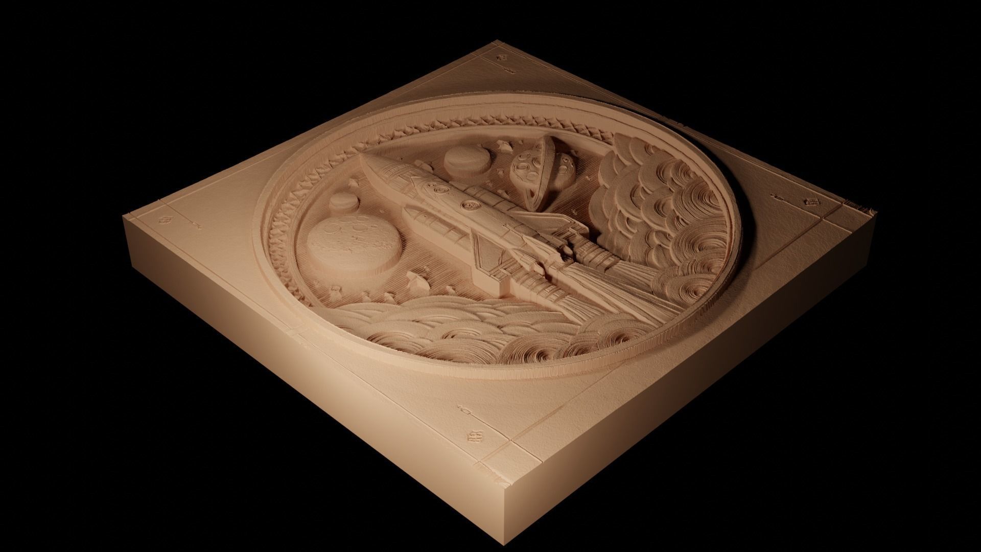 Rocket CNC 3d Print High Relief Sand Casting 3D print model_2