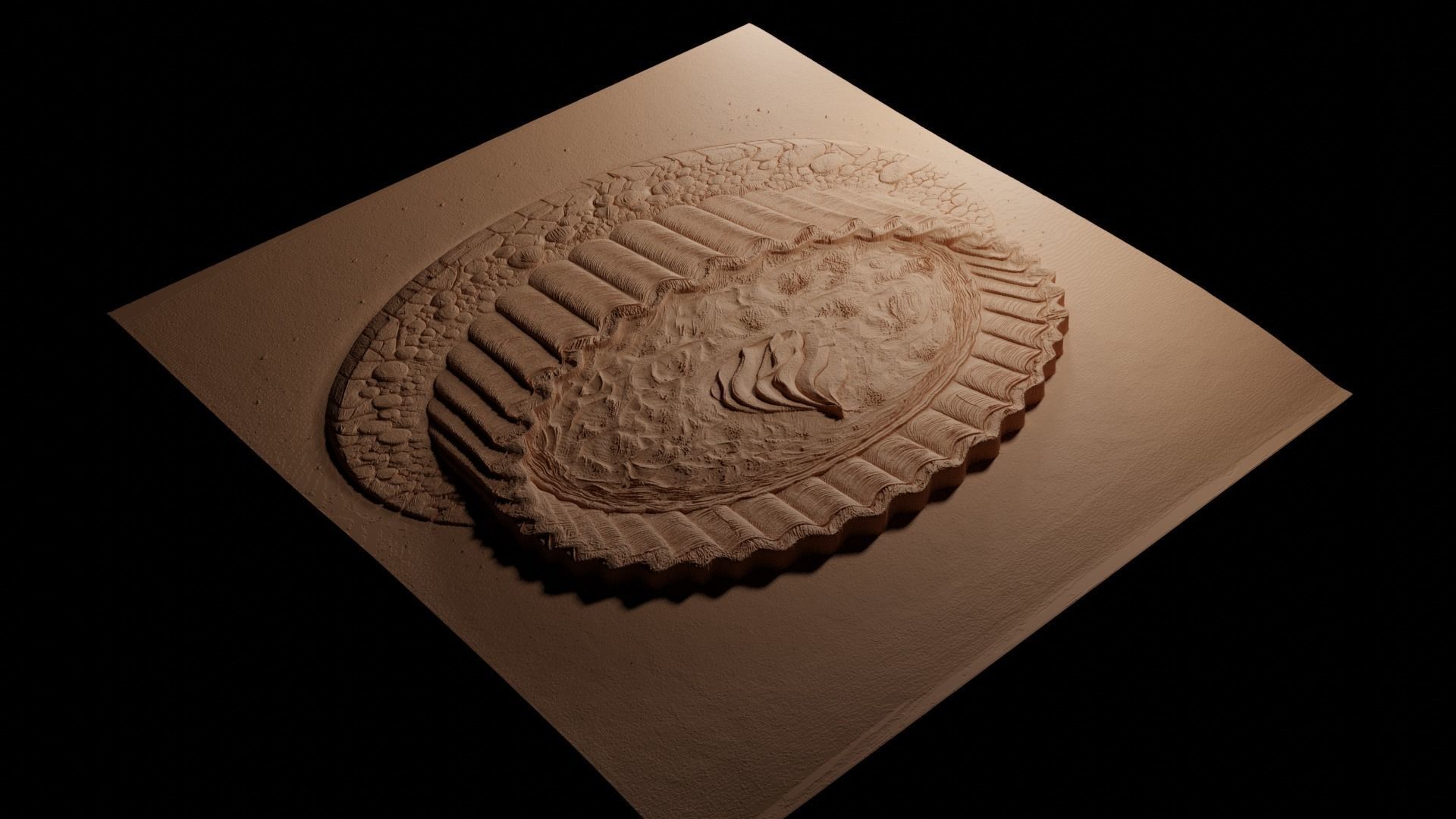 Quiche CNC 3d Print High Relief Sand Casting 3D print model_3