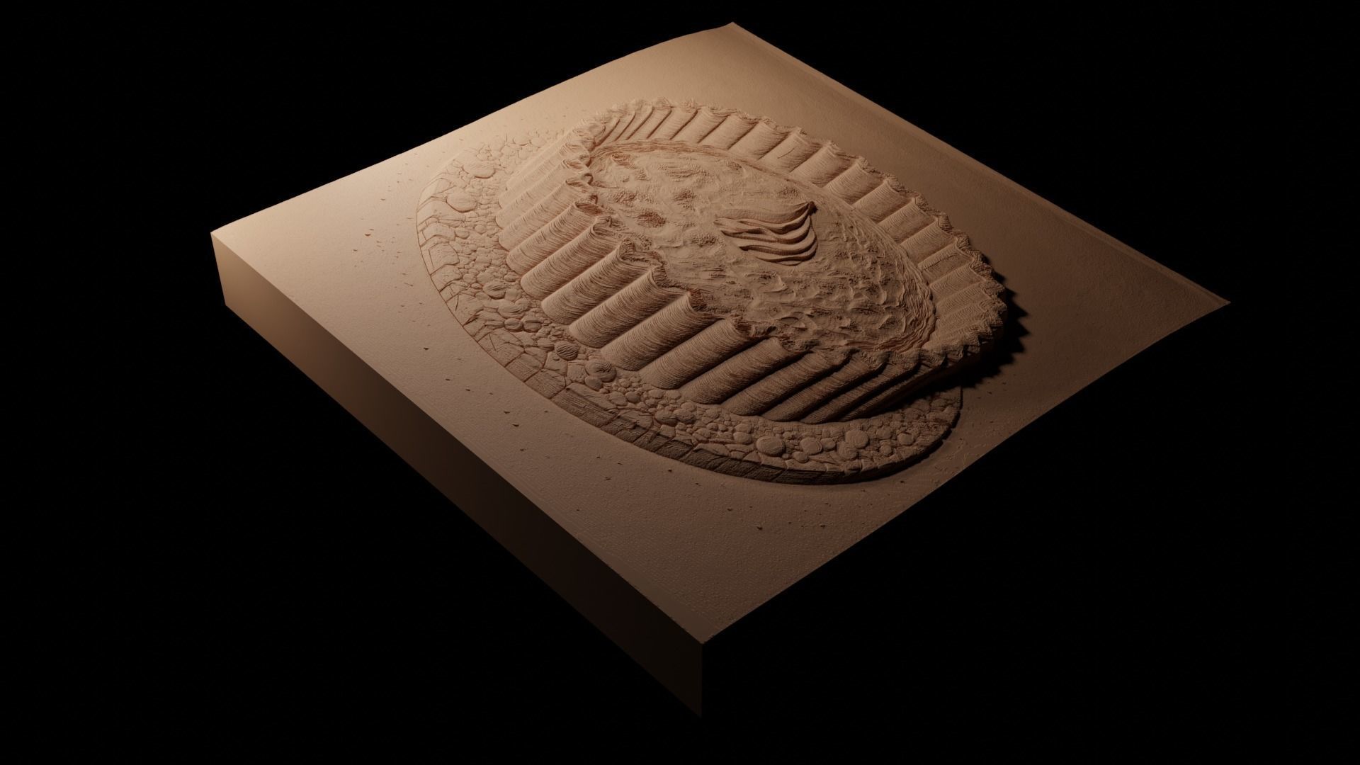 Quiche CNC 3d Print High Relief Sand Casting 3D print model_1