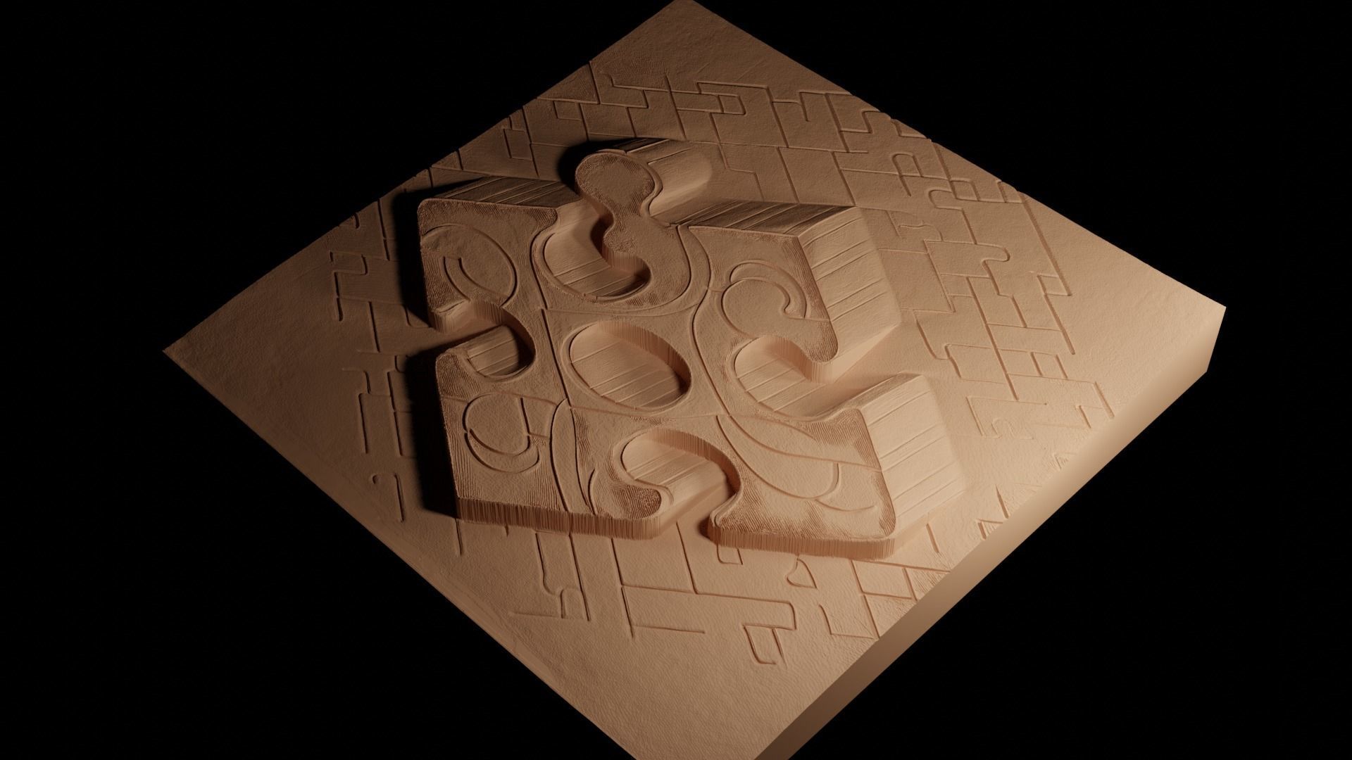 Puzzle Piece CNC 3d Print High Relief Sand Casting 3D print model_4