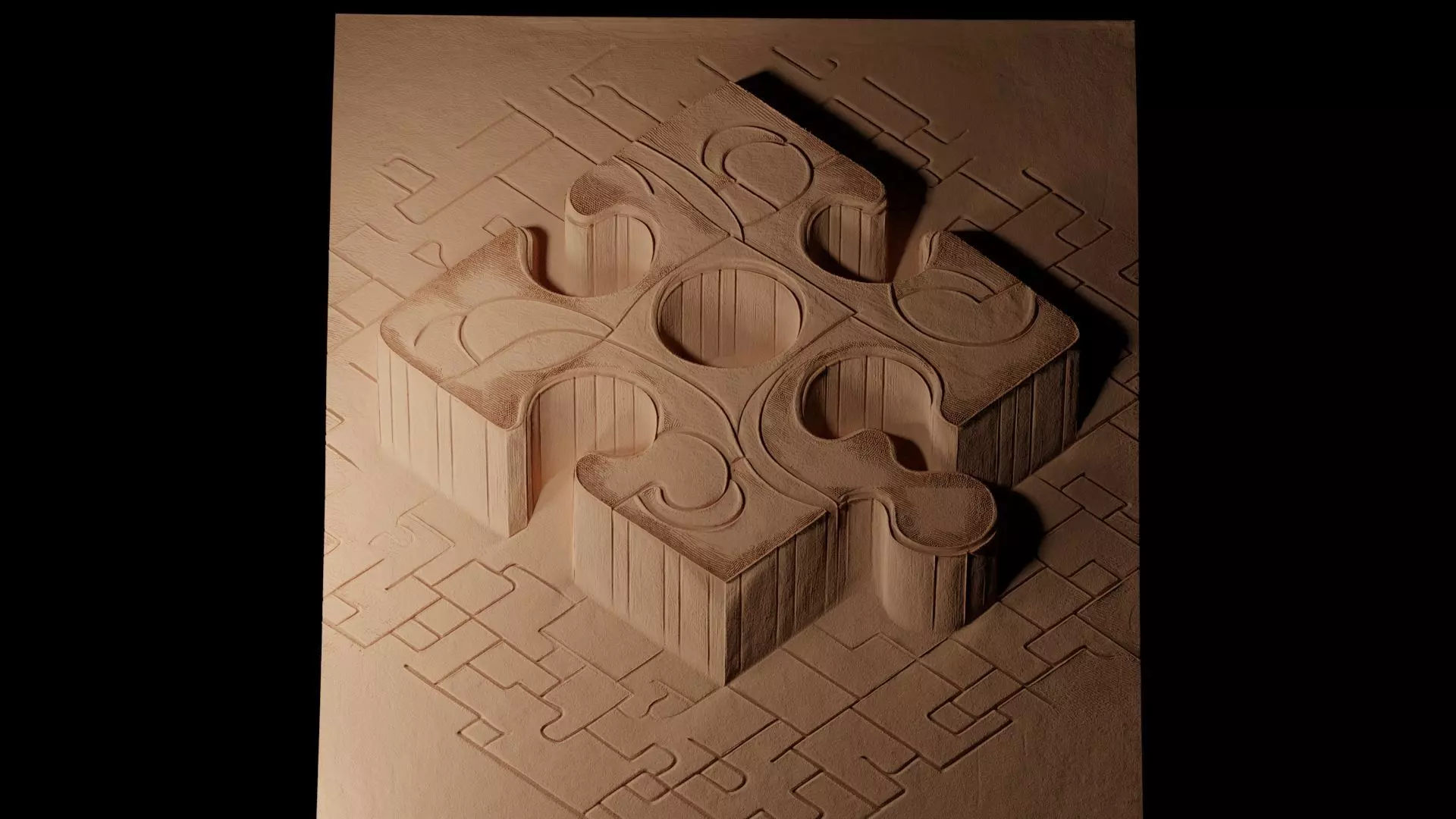 Puzzle Piece CNC 3d Print High Relief Sand Casting 3D print model_0