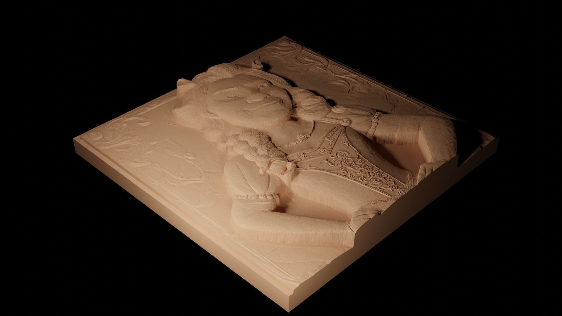 Princess Fiona Shrek CNC 3d Print High Relief Sand Casting 3D print model_2
