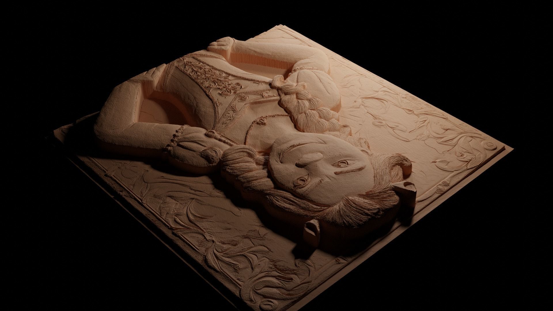 Princess Fiona Shrek CNC 3d Print High Relief Sand Casting 3D print model_3