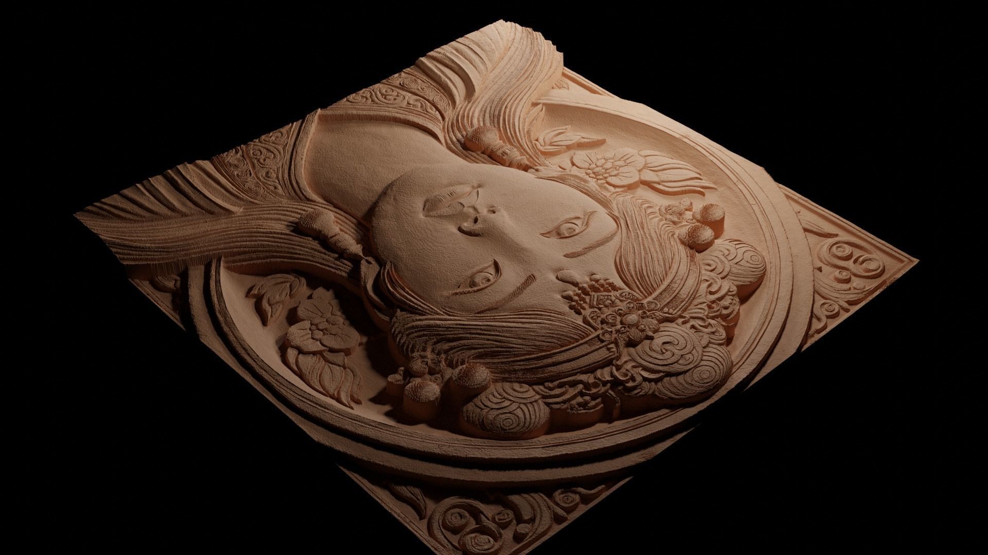 Princess 02 CNC 3d Print High Relief Sand Casting 3D print model_3