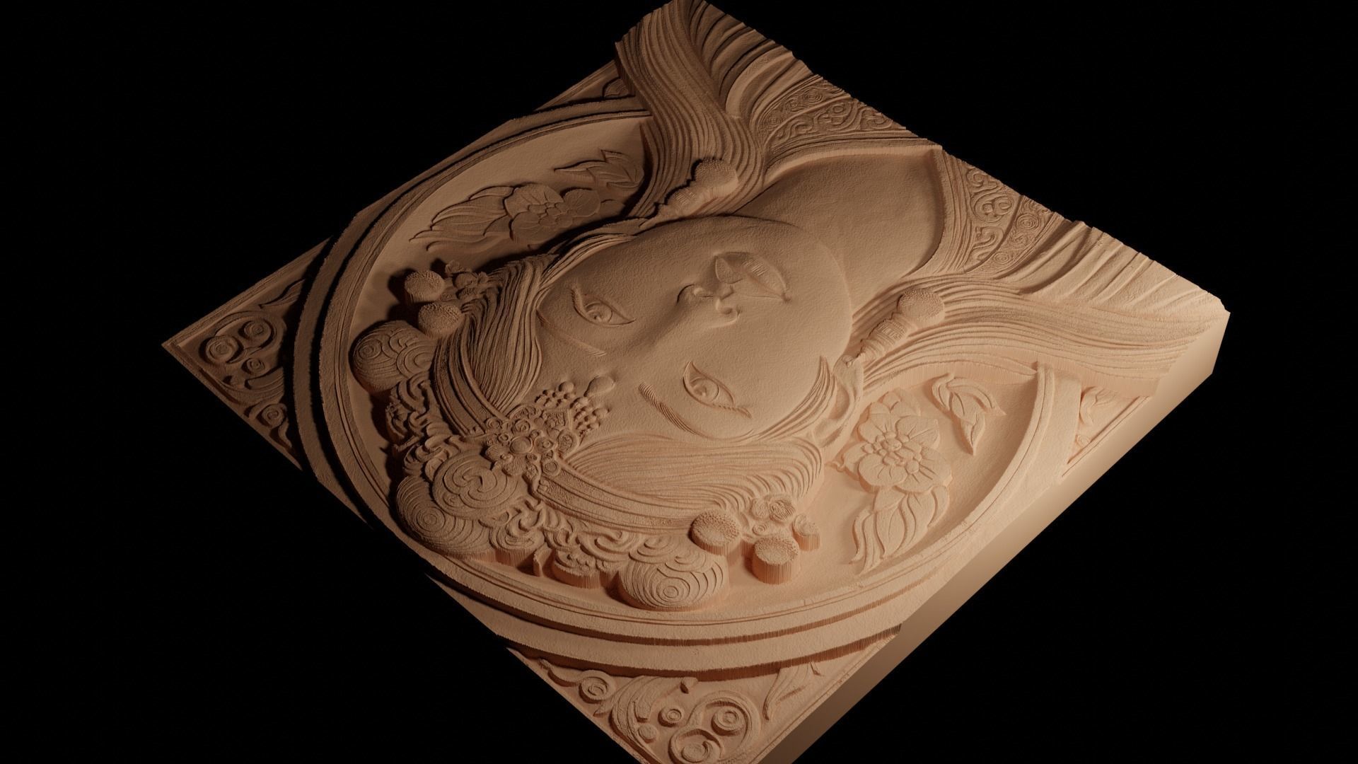 Princess 02 CNC 3d Print High Relief Sand Casting 3D print model_4