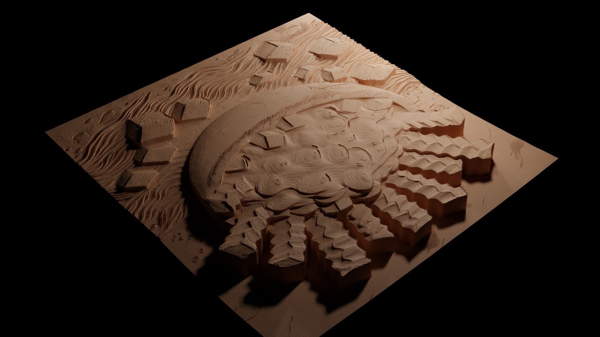 Poutine CNC 3d Print High Relief Sand Casting 3D print model_3