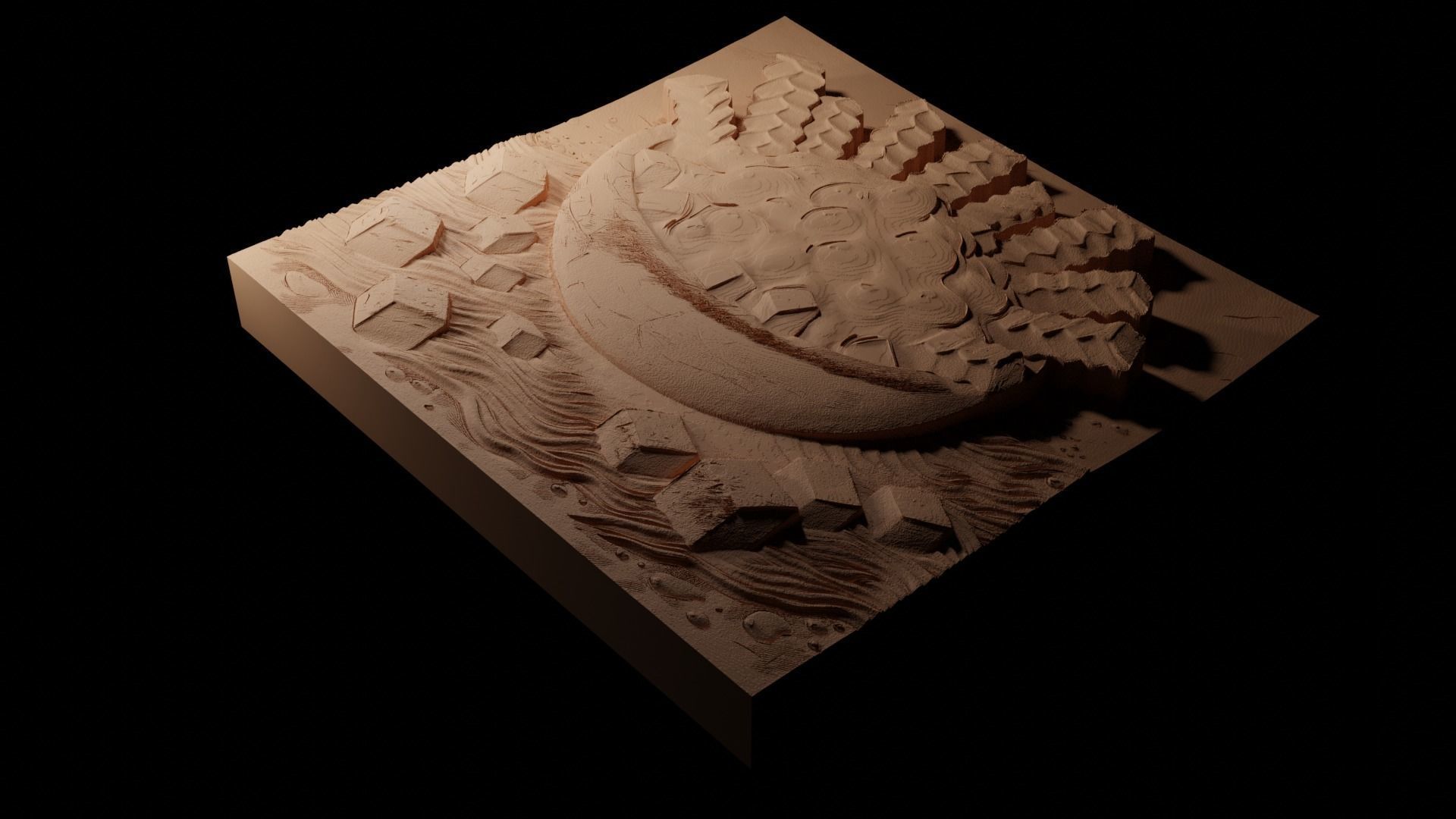 Poutine CNC 3d Print High Relief Sand Casting 3D print model_1