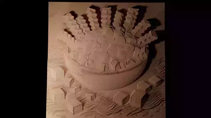 Poutine CNC 3d Print High Relief Sand Casting 3D print model