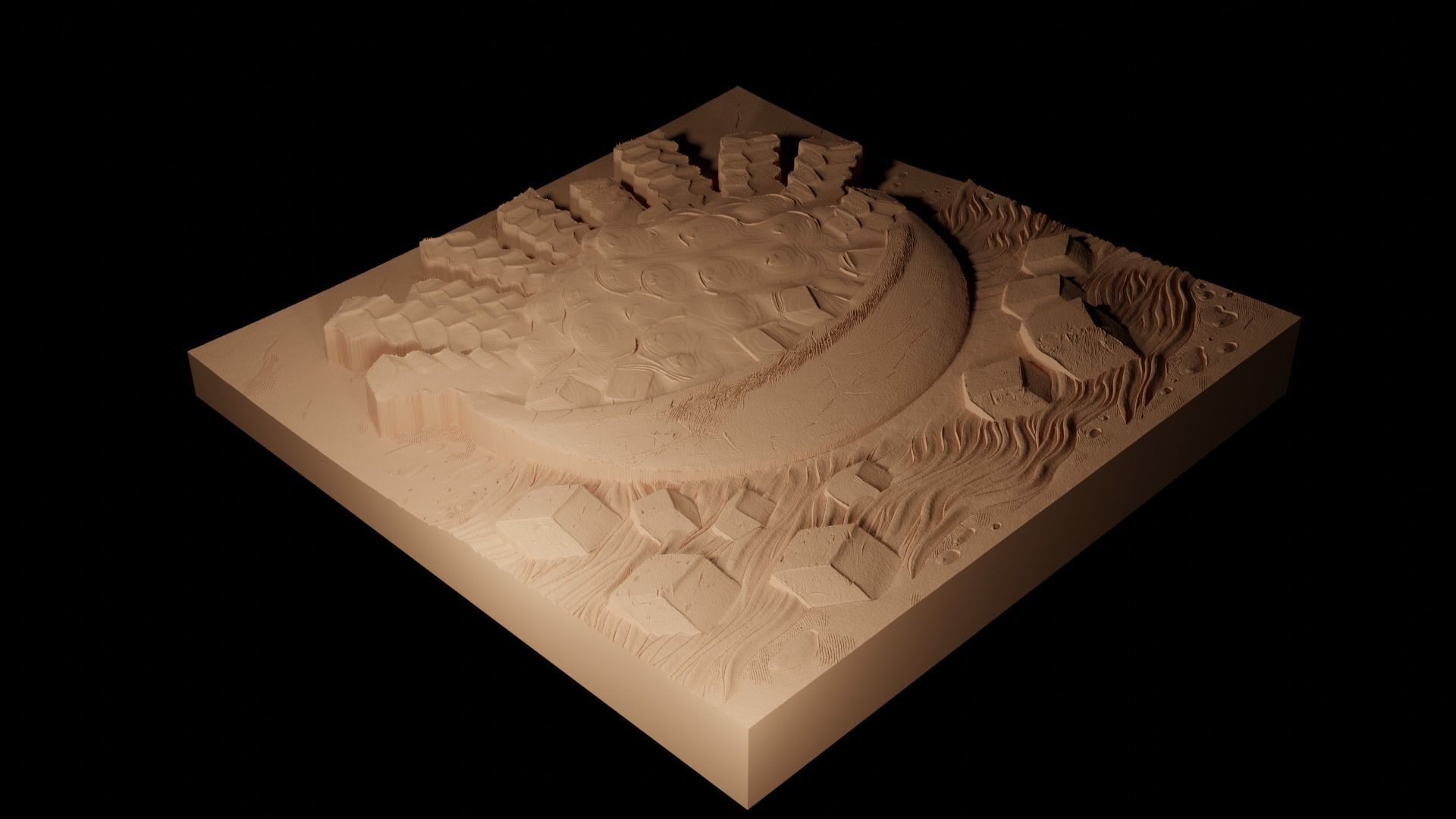 Poutine CNC 3d Print High Relief Sand Casting 3D print model_2