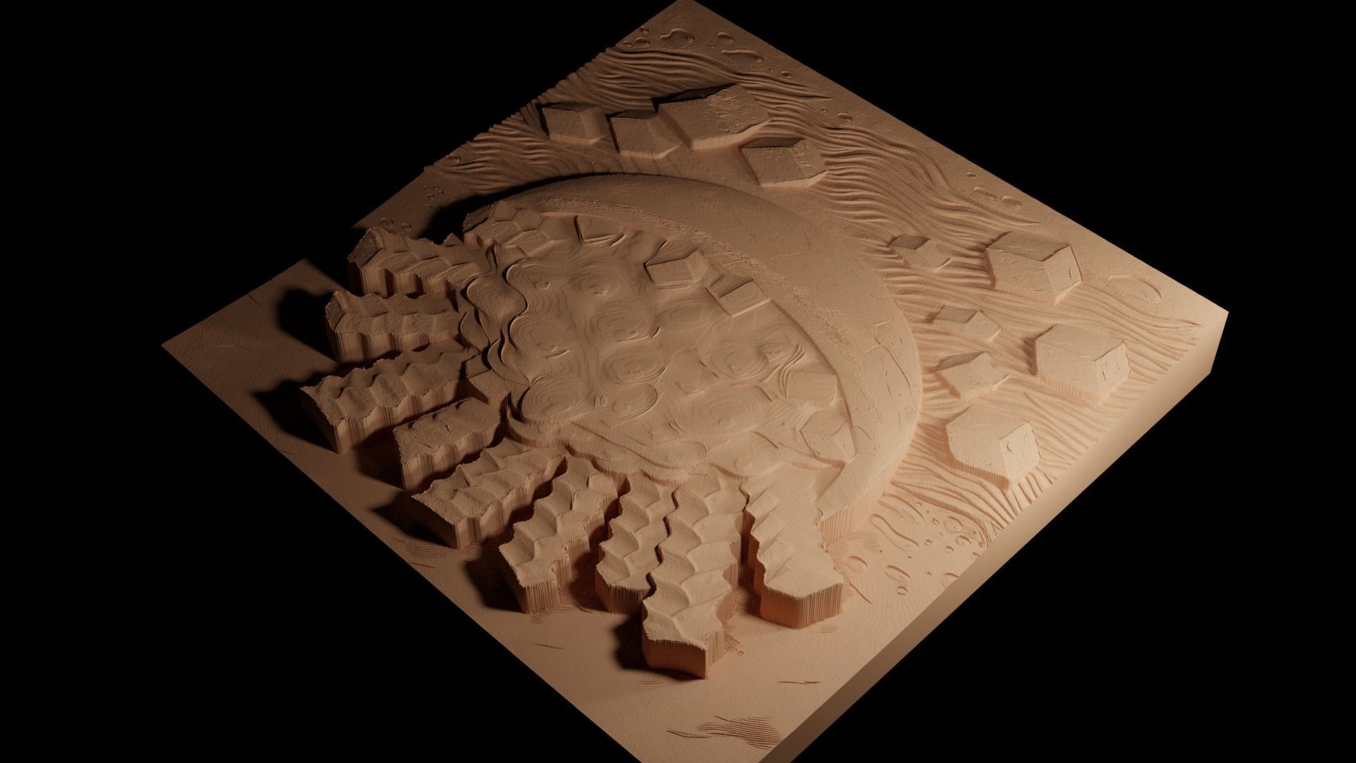 Poutine CNC 3d Print High Relief Sand Casting 3D print model_4