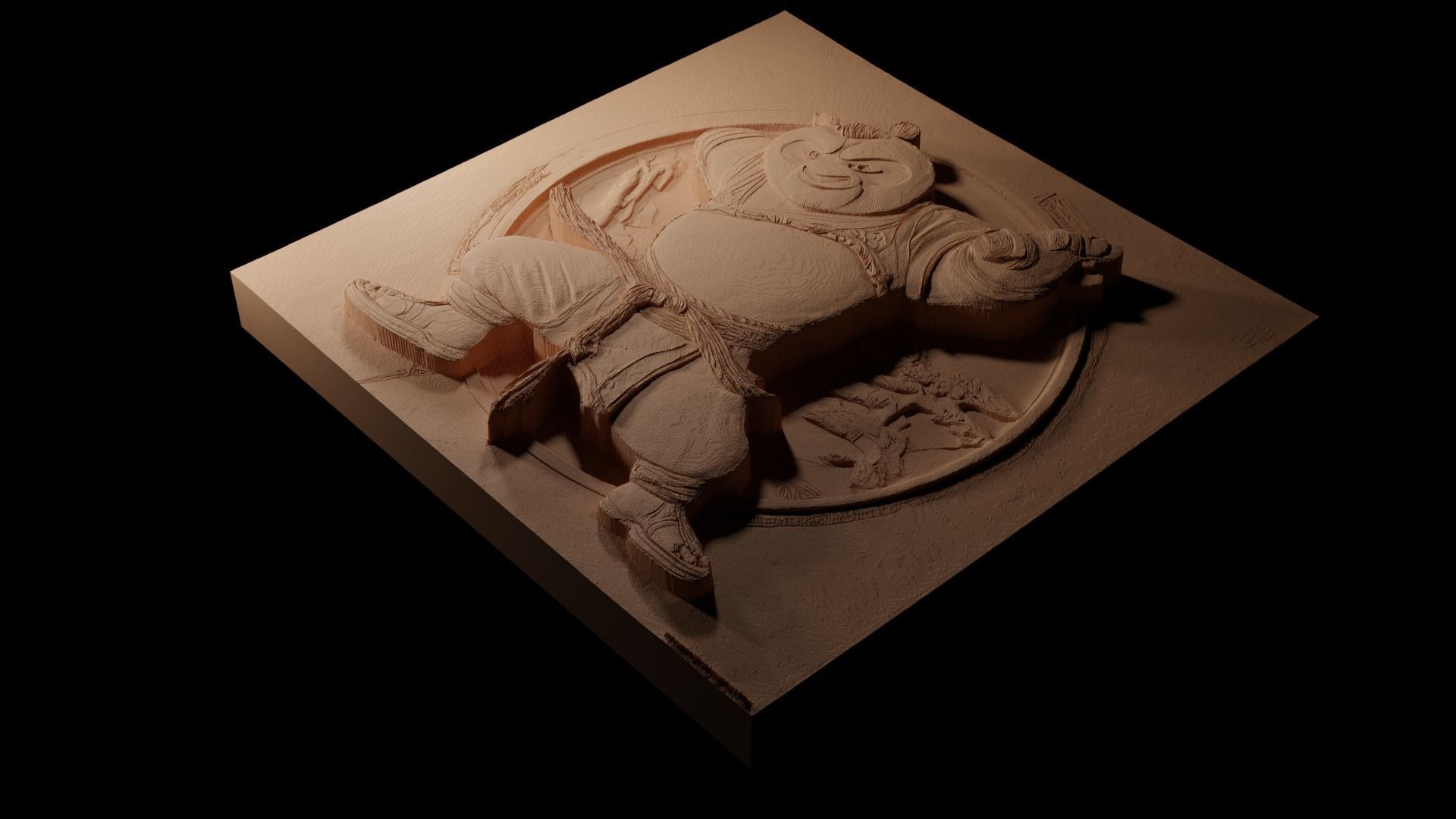 Po Kung Fu Panda CNC 3d Print High Relief Sand Casting 3D print model_1