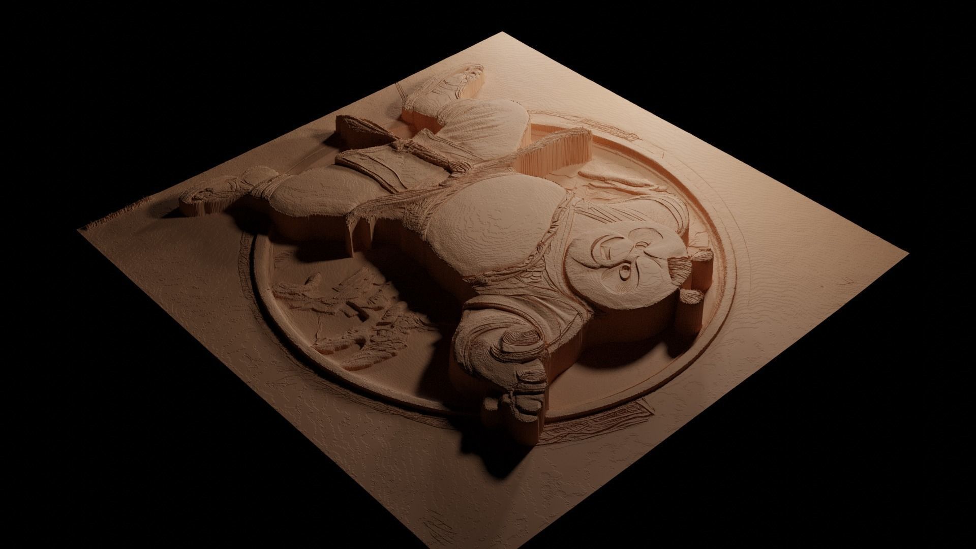 Po Kung Fu Panda CNC 3d Print High Relief Sand Casting 3D print model_3