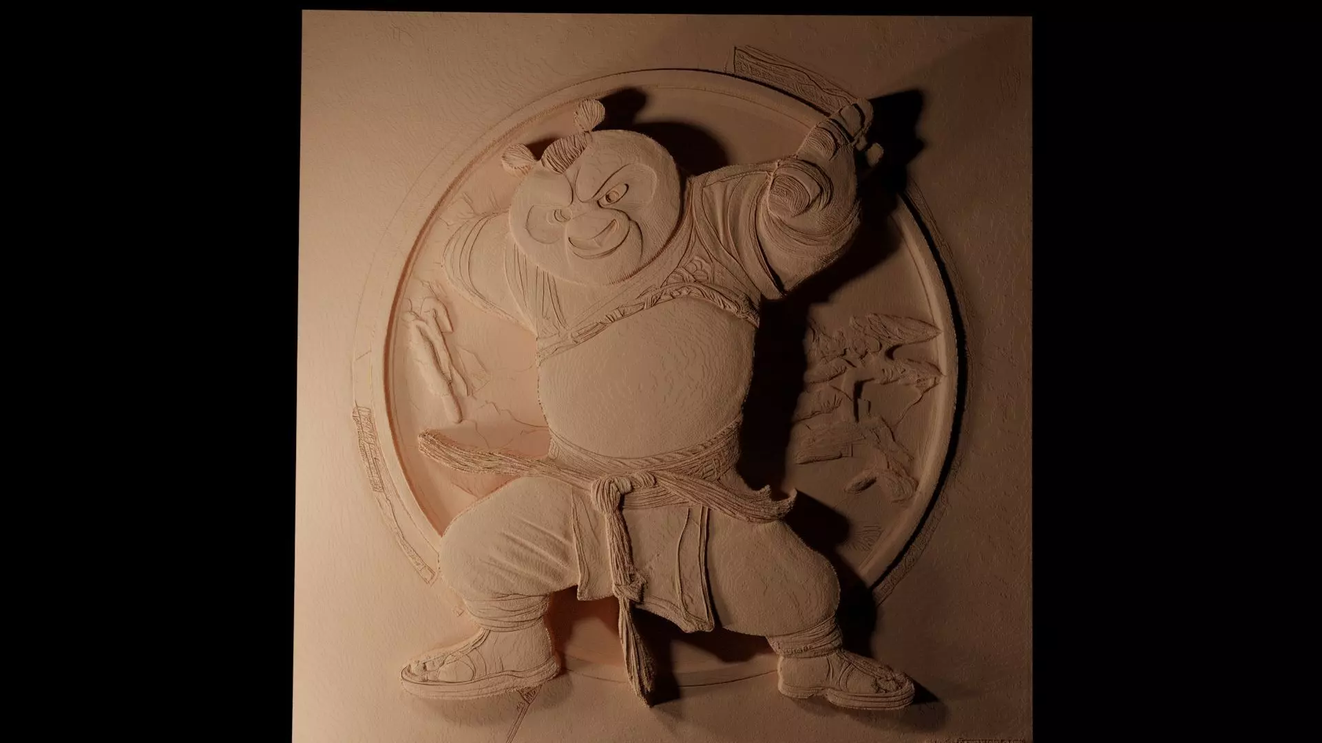 Po Kung Fu Panda CNC 3d Print High Relief Sand Casting 3D print model_0
