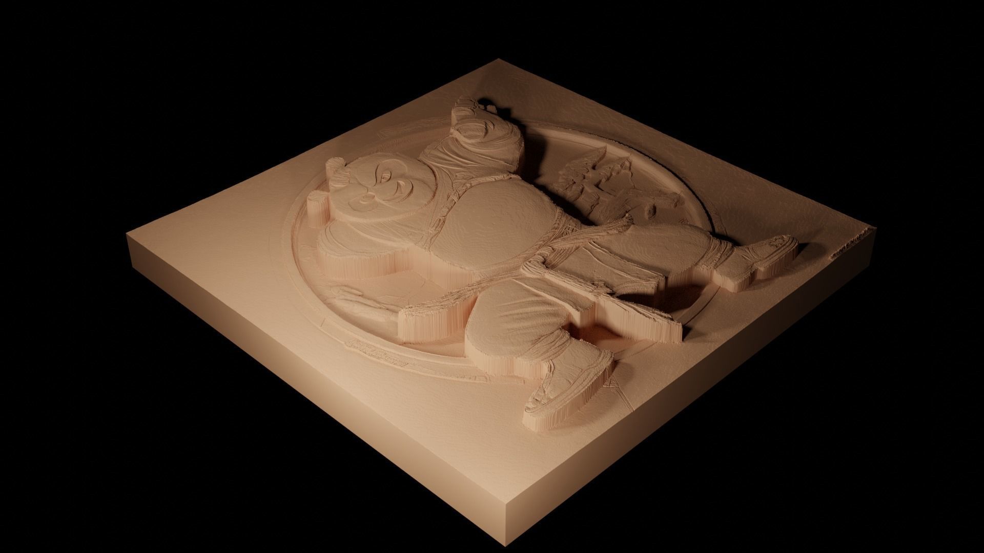 Po Kung Fu Panda CNC 3d Print High Relief Sand Casting 3D print model_2