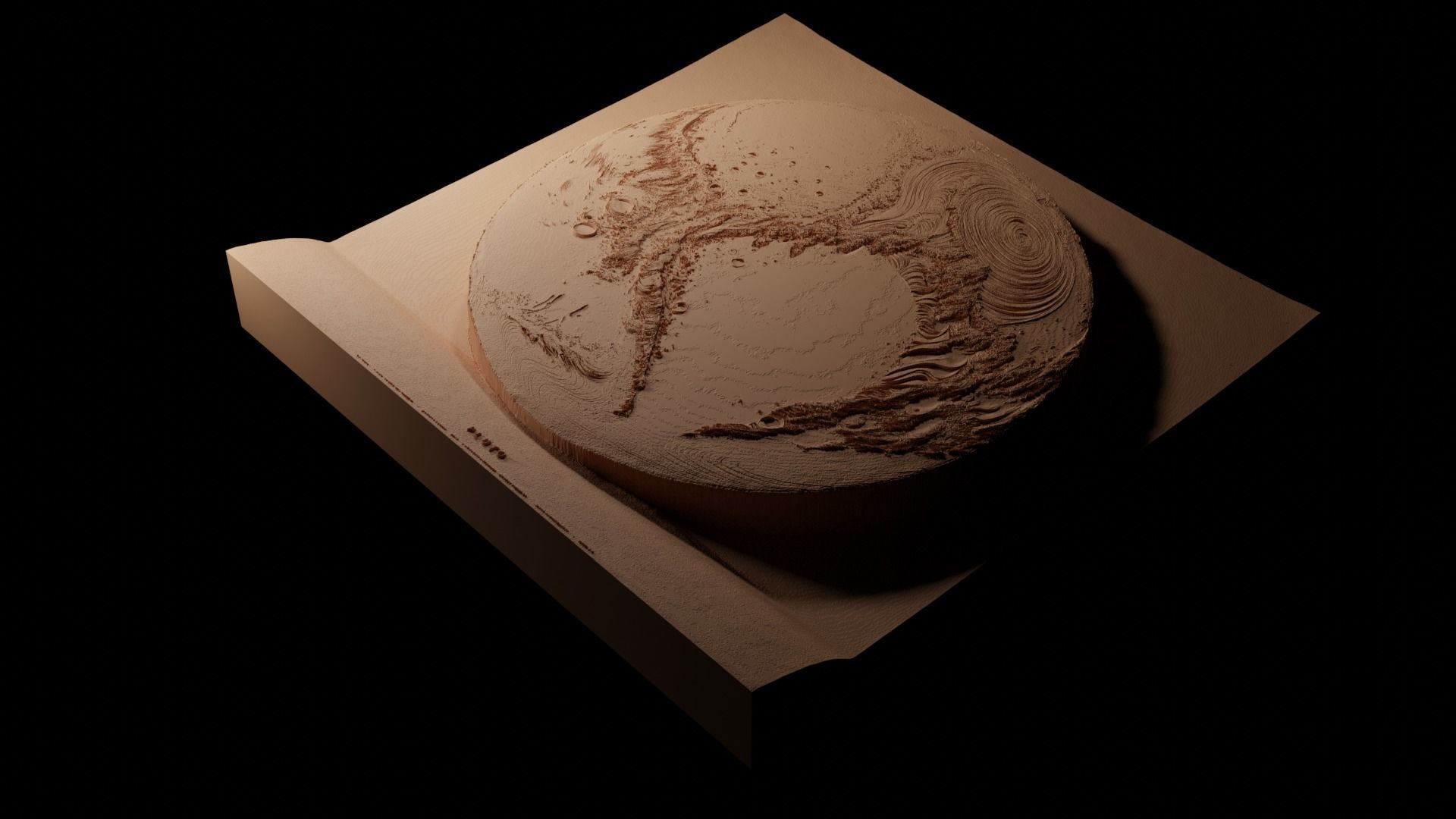 Pluto CNC 3d Print High Relief Sand Casting 3D print model_1