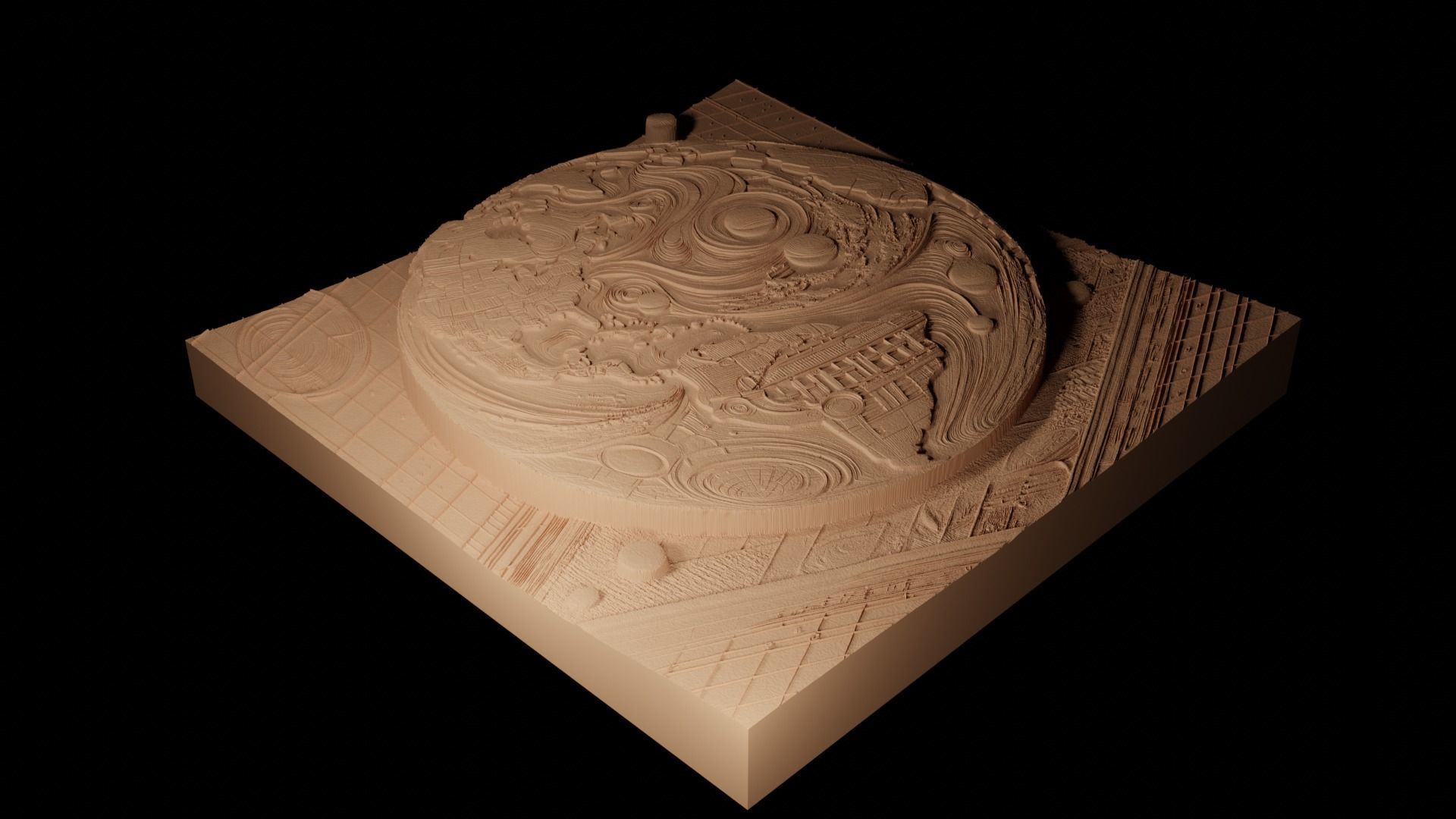 Planet Earth CNC 3d Print High Relief Sand Casting 3D print model_2