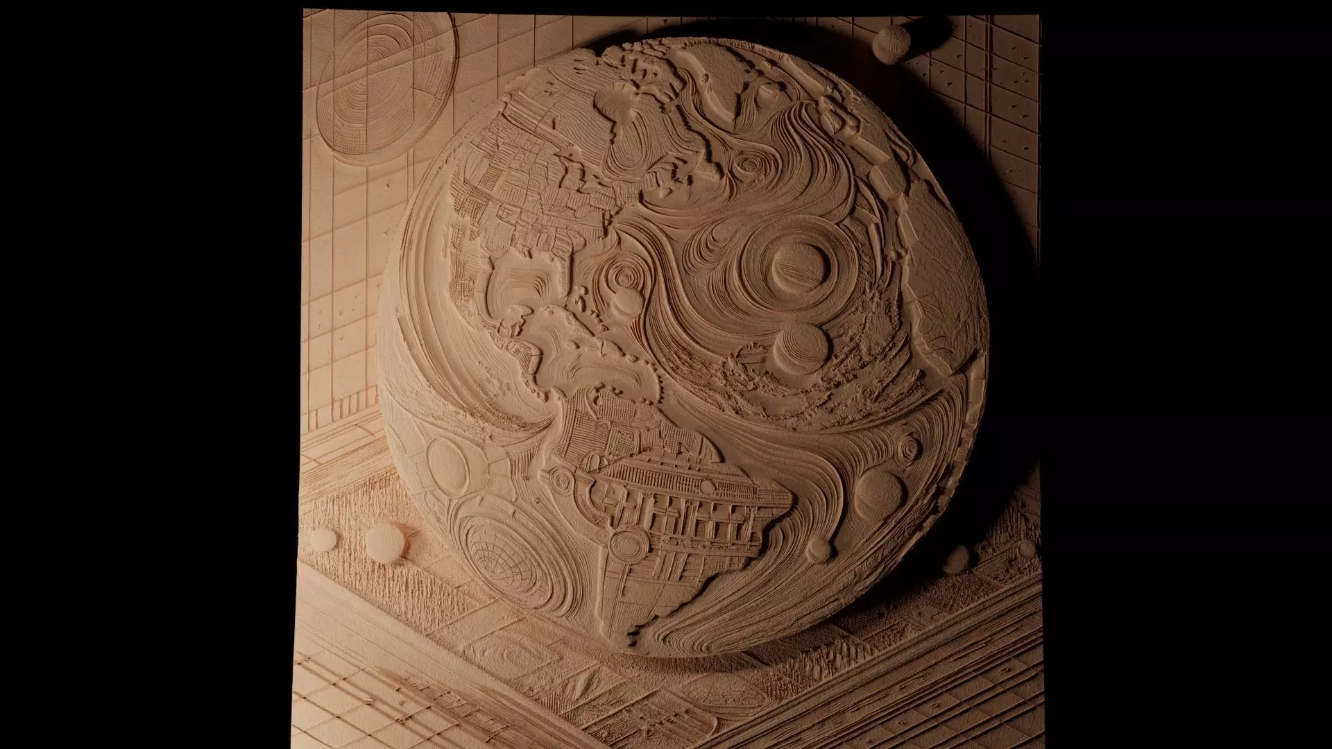 Planet Earth CNC 3d Print High Relief Sand Casting 3D print model_0