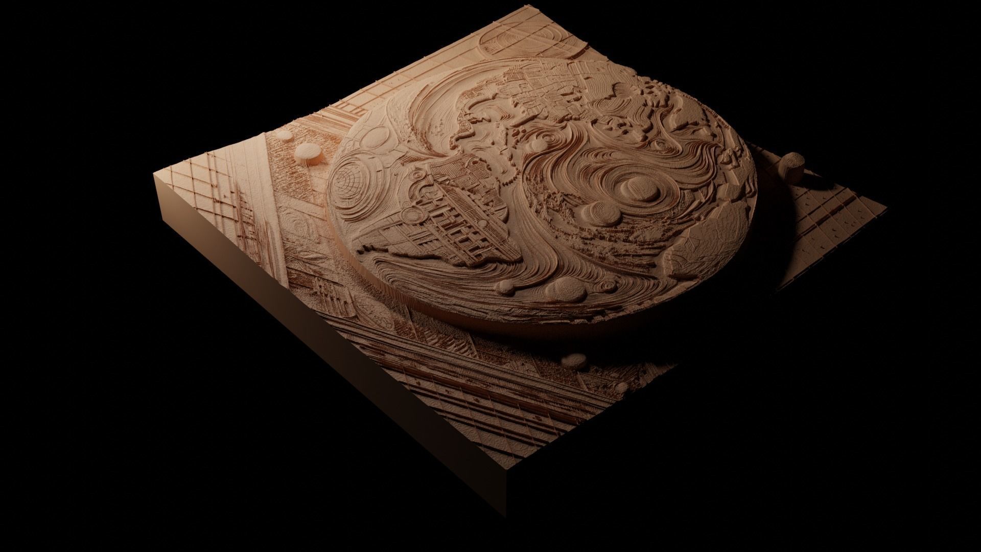 Planet Earth CNC 3d Print High Relief Sand Casting 3D print model_1