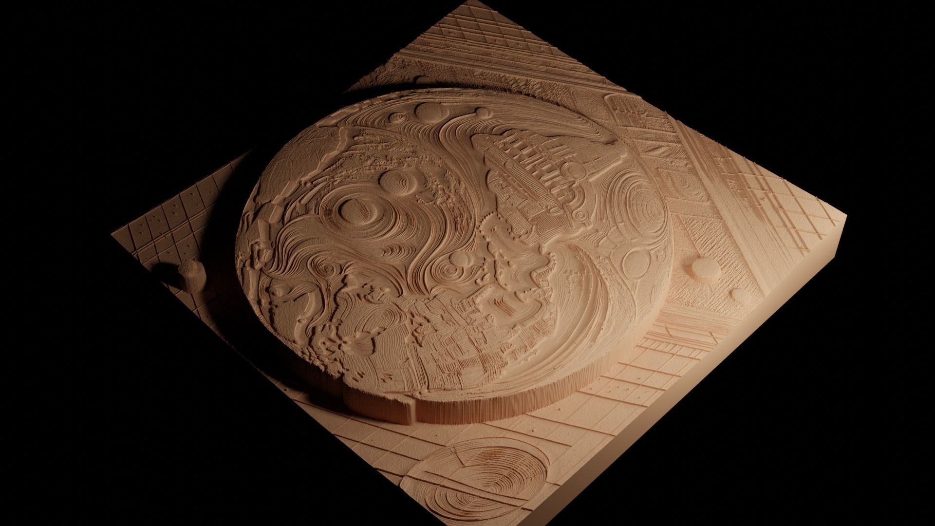 Planet Earth CNC 3d Print High Relief Sand Casting 3D print model_4