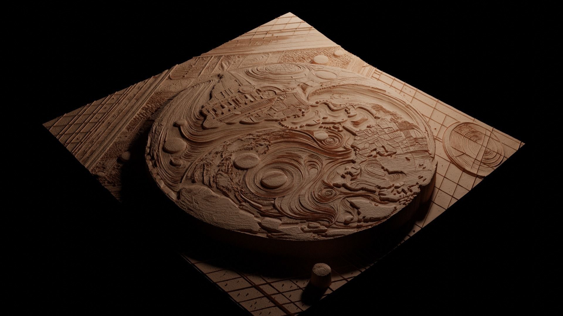 Planet Earth CNC 3d Print High Relief Sand Casting 3D print model_3