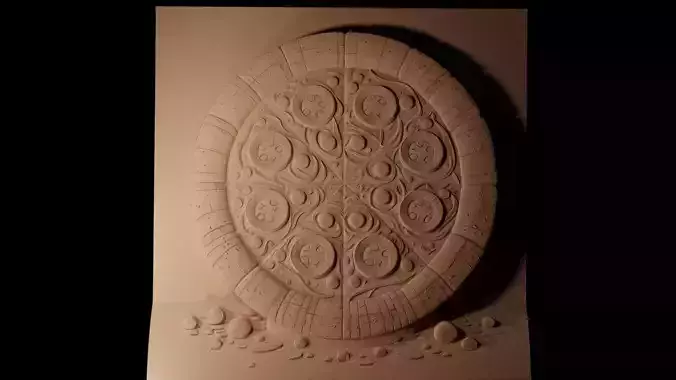 Pizza CNC 3d Print High Relief Sand Casting 3D print model