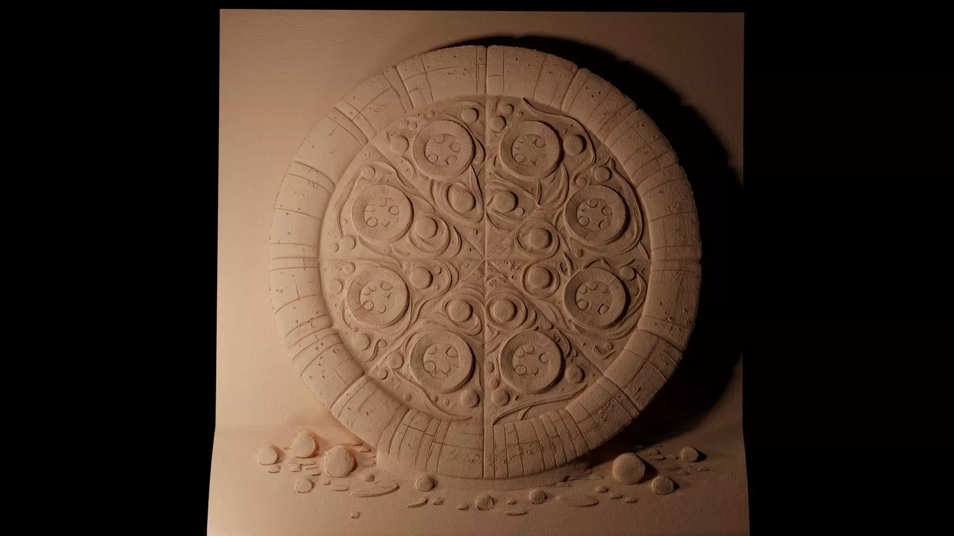 Pizza CNC 3d Print High Relief Sand Casting 3D print model_0