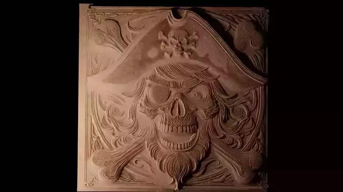 Pirate Skull CNC 3d Print High Relief Sand Casting