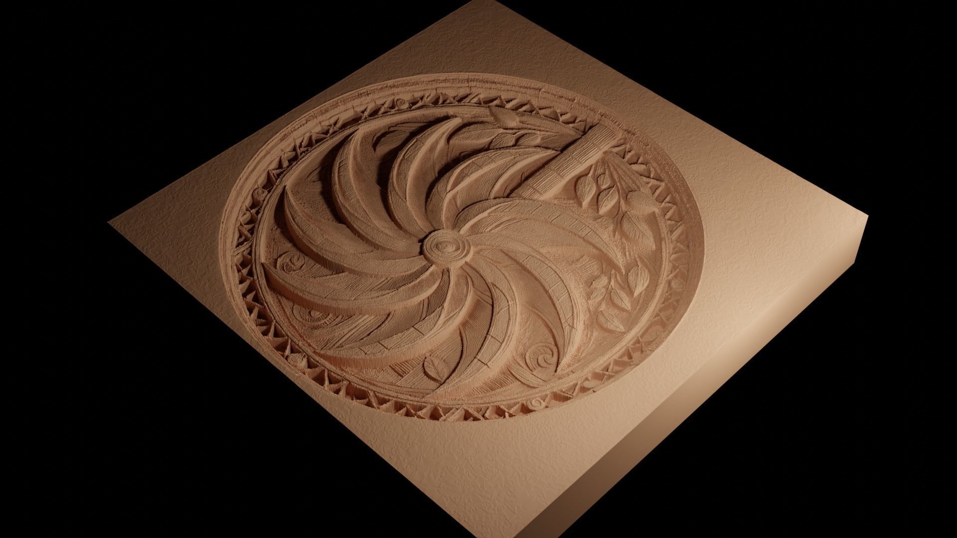 Pinwheel CNC 3d Print High Relief Sand Casting 3D print model_4