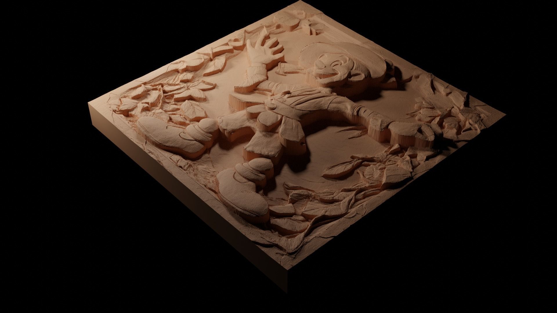 Pinocchio CNC 3d Print High Relief Sand Casting 3D print model_1